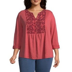 LAST CHANCE — St John’s Bay Mixed Media Coral Pink Henley
